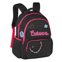 Mochila De Costas Luluca Juvenil Meninas Escolar - Preto