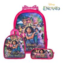 Mochila de Costas Meninas Infantil Escolar Encanto 3 Pçs