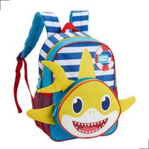 Mochila de Costas Menino Menina Unissex Tubarão Baby Shark Escolar Infantil Porta Garrafas