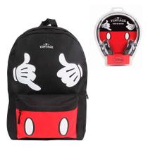 Mochila De Costas Mickey Mouse Vintage Pt + Fone - Dmw