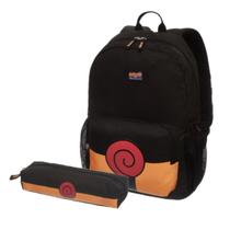 Mochila de Costas Naruto Uzumaki Infantil com Estojo Escolar