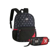 Mochila De Costas One Piece Com Estojo Luffy Juvenil Escolar