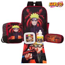 Mochila de Costas Preta Menino Naruto Passeio com Acessórios