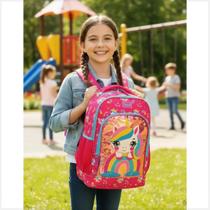 Mochila de Costas Rabisk Teen Unicórnio RKU5003M Cor: Rosa