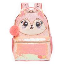 Mochila De Costas Raposa Pack Me Fox Brilhosa Com Orelha