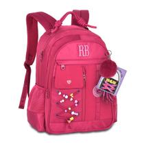 Mochila de Costas Rebecca Bonbon Beaded Fun RB27424 Grande Juvenil Com Cadarço Bolso Antifurto Notebook Cor:Rosa
