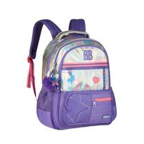 Mochila De Costas Rebecca Bonbon Com Alça Resistente Holográfica Escolar Juvenil Com Chaveiro De Pompom Licenciado Clio