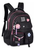 Mochila de Costas Rebecca Bonbon Flor Preto Nylon Miçangas 17,5 RB24594 2025