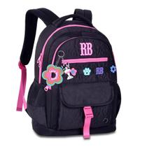 Mochila de Costas Rebecca Bonbon Flower Power RB26235 Grande Juvenil Soft 2026 Cor:Preto