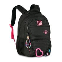Mochila de Costas Rebecca Bonbon Heart Beats RB27015 Grande Juvenil Bolso Antifurto Notebook Cor:Preto