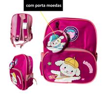 Mochila De Costas Rosa Cachorrinho Infantil c/ porta moedas