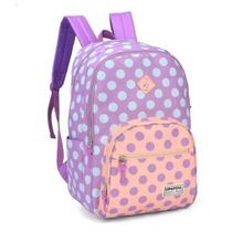 Mochila de Costas Roxo com Bolinhas Azul - UP4YOU