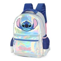 Mochila De Costas Stitch Holográfica Escolar Infantil Menina Mochila De Costas Stitch Holográfica Escolar Infantil Menina