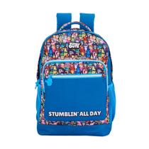 Mochila De Costas Stumble Guys Escolar Juvenil Meninos Game Cor:Azul