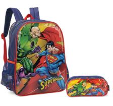 Mochila De Costas Superman Com Estojo DC Escolar Meninos