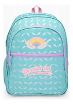 Mochila De Costas Unicórnio Love Puket Verde-água Geométrico