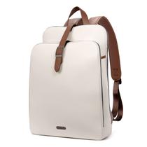 Mochila de couro CLUCI para mulheres de 15,6" para laptop bege com marrom