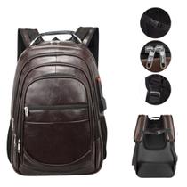 Mochila de Couro Grande Elegante Resistente Trabalho Unissex Faculdade