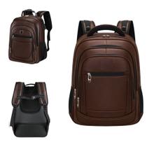 Mochila de Couro Grande Elegante Trabalho Unissex Faculdade Reforçada Escolar