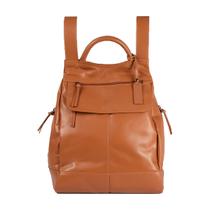 Mochila de Couro Legítimo Caramelo Resistente Antifurto Conf