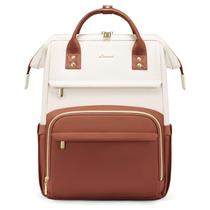 Mochila de couro LOVEVOOK para mulheres, laptop de 15,6", bege Mochila de couro LOVEVOOK para mulheres, laptop de 15,6", bege