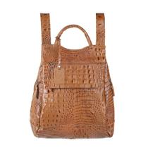 Mochila de Couro Malu Média - Croco Caramelo