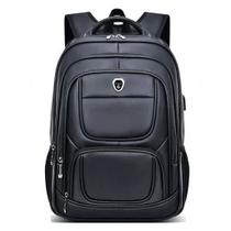 Mochila de Couro Masculina Bolsa Feminina Impermeável Notebook Resistente Alça Reforçada Saída Cabo Auxiliar Usb Fone Ou