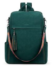 Mochila de couro para laptop FADEON para mulheres 15,6" verde
