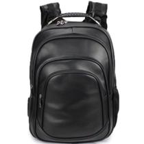 Mochila de Couro Preta Grande Notebook Escolar Masculina/Feminina - PULA PULA