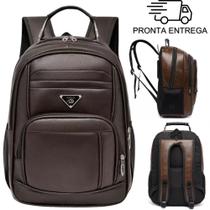 Mochila de Couro Preta Média Notebook Escolar Masculina/Feminina Mochila de Couro Preta Média Notebook Escolar Masculina/Feminina
