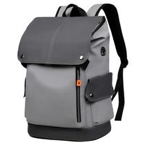 Mochila de couro PU para homens, laptop de 16 polegadas, resistente à água