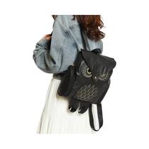 Mochila De Couro PU Preta Com Estampa De Coruja Para Mulheres, Bolsa Estilosa E Moderna Para Meninas Mochila De Couro PU Preta Com Estampa De Coruja Para Mulheres, Bolsa Estilosa E Moderna Para Meninas