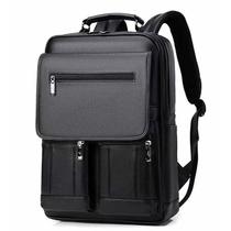 Mochila de couro PU retrô para laptop e viagens preta de 15 polegadas Mochila de couro PU retrô para laptop e viagens preta de 15 polegadas