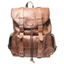 Mochila de Couro Resistente à Água Alças Acolchoadas e Ajustáveis Grande Capacidade Viagem Trilha Cor:MostardaTamanho:Ú