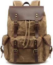 Mochila de Cuero HuaChen para Hombre, Mochila de Lona Encerada para Viaje y Laptop OVERSIZE - M80 Caqui XL Mochila de Cuero HuaChen para Hombre, Mochila de Lona Encerada para Viaje y Laptop OVERSIZE - M80 Caqui XL