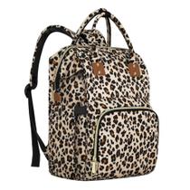 Mochila de fraldas Femuar multifuncional com estampa de leopardo