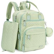 Mochila de fraldas iniuniu, kit 4 em 1, bolsas grandes unissex para bebês para meninos e meninas, mochila de viagem impermeável com bolsa de fraldas, trocador lavável, estojo de chupeta e alças de carrinho de bebê, verde claro