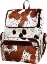 Mochila de fraldas LP-FACON Western Cowhide Leather Brown & White