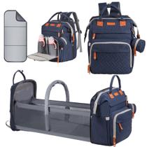 Mochila de fraldas para bebês Shengmeister grande azul impermeável