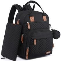 Mochila de Fraldas Preta Grande à Prova d'Água 4 em 1