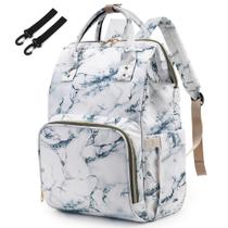 Mochila de fraldas Yusudan Marble impermeável grande 26x15x42cm Mochila de fraldas Yusudan Marble impermeável grande 26x15x42cm