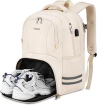 Mochila de ginástica Ytonet para mulheres/homens com compartimento para sapatos bege