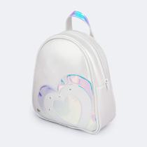Mochila de Led Infantil Feminina Corações Branco Pampili