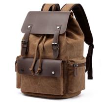 Mochila de Lona com Partes em Couro e Compartimento Para Notebook de Até 15.6 Polegadas Impermeável Resistente Mochila de Lona com Partes em Couro e Compartimento Para Notebook de Até 15.6 Polegadas Impermeável Resistente