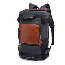 Mochila de Lona e Couro Multifuncional Impermeável Premium para Camping Trilha Acampamento ou Viagem Resistente