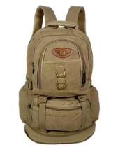 Mochila de lona reforçada expansiva 60L marrom