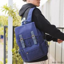 Mochila de Lona Retrô para Computador Resistente Reforçada Estudante Escola Viagem Trabalho