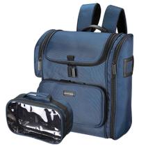 Mochila de maquiagem BYOOTIQUE Soft Sided Makeup Train Case azul