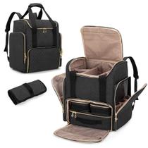 Mochila de maquiagem LUXJA com 3 estojos removíveis e bolsa de escova Mochila de maquiagem LUXJA com 3 estojos removíveis e bolsa de escova
