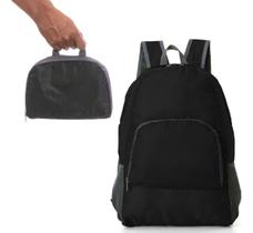 Mochila De Nylon Dobrável Impermeável Esportiva Escolar 25L - id1- Cor Preto
